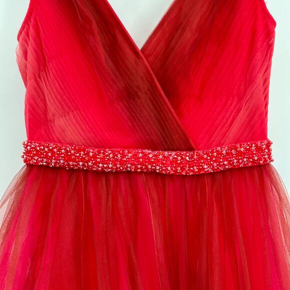 Mac Duggal 20378 Beaded Belt Red Ombre Tulle Dress Size 8 NWT - Picture 8 of 13